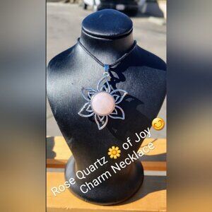 Rose Quartz Flower Necklace
